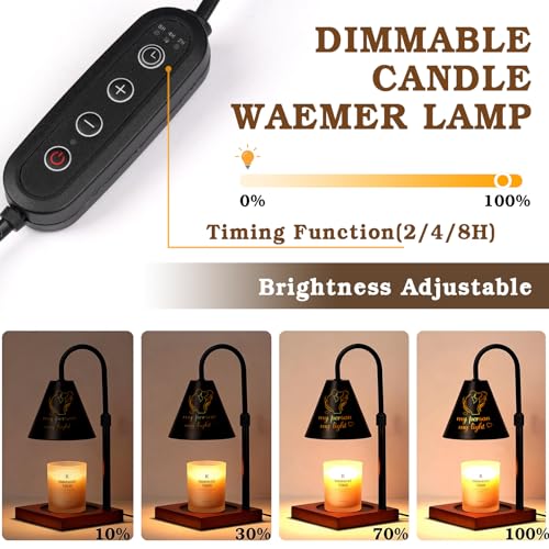 Funistree Candle Warmer Lamp with Timer Dimmable, Anniversary Birthday Wedding Gifts for Women Men Couple, Adiustable Height Candle Warmer Black Candle Lamp - color: Valentine
