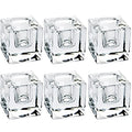6 PCS Square Glass Taper Candle Holder, Crystal Clear Candlestick for Dining Table, Wedding, Thanksgiving and Christmas.… - color: Transparent 6pcs