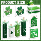 Vercraft 11 Pcs St. Patrick's Day Table Decorations Wood Faux Books Irish Table Top Decor Clover Wooden Sign Centerpiece for St. Patrick's Day - style: Clover