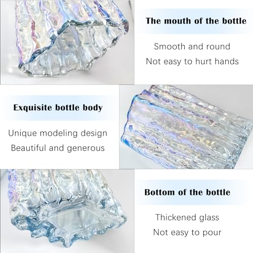 Aoderun Glass Vase Crystal Vase Heavy Duty Large Flower Vase for Dining Table Kitchen Office Home Shelf Wedding Living Room Centerpieces(Iridescent Clear) - color: Iridescent Clear