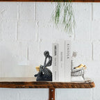 Heavy Duty Book Ends for Shelves, Thinker Decorative Bookends for Heavy Books, Unique Book Stoppers to Hold Book, Bookshelf Accessories, Modern Home Office Decor Aesthetic Black & White - style: Readers