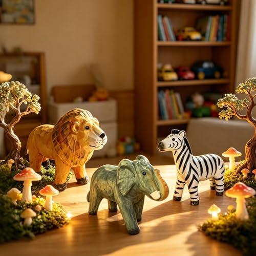 Lion Statue Decor Wild Life Resin Lion Figurine for DIY Fairy Garden Moss Landscape Crafts Party Decor, Great Gifts, Wildlife Animal Collection, Cake Topper, African Animal Sculptures Decor - color: Lion