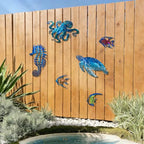 LiveInUrban Coastal Wall Art Angelfish Metal Wall Sculptures, Ocean Beach Themed Metal Hanging Home Decoration 3PCS 9.9"x7.8" - color: angelfish