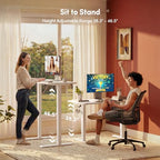 FEZIBO Standing Desk, 55×28 Inches Electric Height Adjustable, Sit Stand Up, Computer Office Desk with Splice Board, While Frame/While TOP - color: White, size: 55 x 28