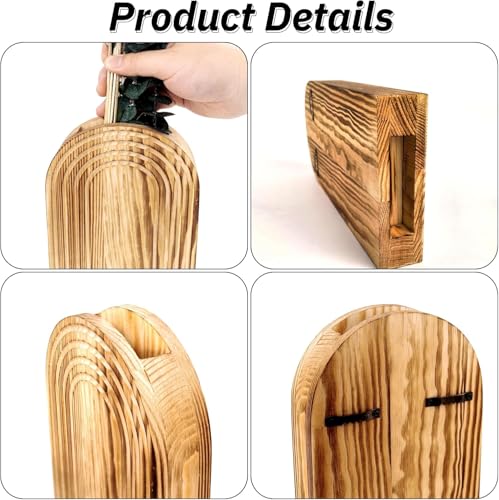 Set of 2 Boho Wall Vases with Pampas Grass & Eucalyptus -Wooden Wall Planters Modern Farmhouse Decor Art for Living Room, Entryway or Bathroom - style: Wall Decor-Wooden