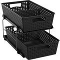 Simple Houseware 2 Tier Bathroom Organizer Tray Pull-Out Sliding Drawer, Under Sink Storage, Black - color: Black