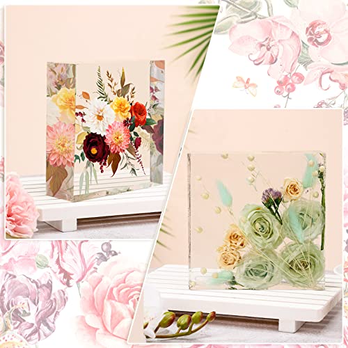 Potchen 3 Pcs Large Silicone Molds for Resin Activity Hexagon Glossy Deep Square Molds with 3 Pcs Round Epoxy Resin Patterns for Flowers Preservation DIY Making(Heart Style) - style: Heart Style