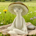 2Pcs Cute Meditation Mushroom Statue-Meditation Mushroom Resin Statue for Desk Living Room Resin Figurine for Home Patio Office Decor Cute Plant Statues for Tabletop Garden Backyard Decor