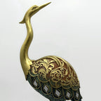 Set of 2 Blue and Gold Crane Figurines – Elegant Decorative Bird Statues for Home Décor, 17” and 14” Tall Crane Sculptures, Luxury Animal Figurines for Living Room, Office, or Gift