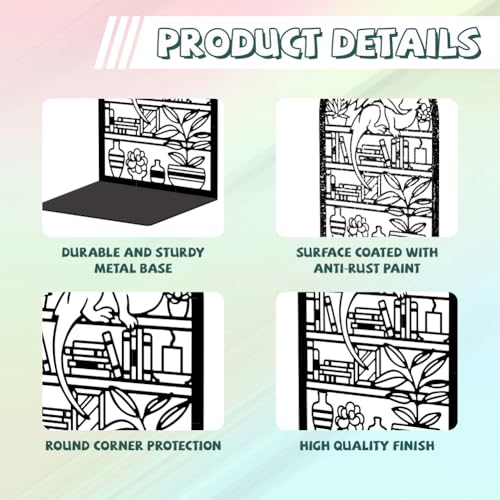 Peacoblue Metal Bookends for Shelves, Modern Decorative Heavy Duty Study Book Support Stoppers for Office, Desk, Shelf, Room 5.3"x4.3"x7.9" Cast Iron Bookends, 1 Pair (Cartoon Dragon and Bookcase) - style: Cartoon Dragon and bookcase
