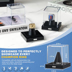 JupDec Championship Ring Display Case, Clear Acrylic Single Ring Holder with Durable Base, Dustproof Cube Showcase with Black Velvet Interior, Ideal Gift for Sports Memorabilia Fans - size: 1 Pack