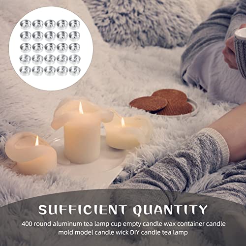 Operitacx 200 Pc Aluminum Tea Light Candle Cups with Wicks 1.57X1.57X0.59In Empty Metal Tealight Containers for DIY Candle Making and Craft Projects - size: 200Pcs