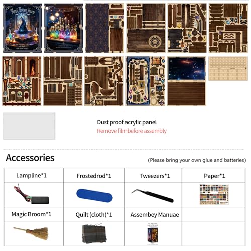 Book Nook Kit - DIY Miniature Dolls House Kit with Furniture and LED Light, 3D Puzzle Wooden Art Bookends, Model Kits for for Adults and Teens (Magic Potion Shop) - style: Magic Potion Shop