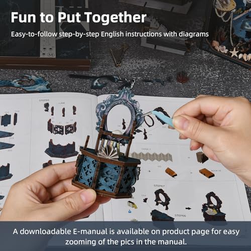 CCCDF Book Nook Kit, 3D Wooden Puzzle for Adults Teen, DIY Ocean Miniature Dollhouse Booknook Kit with Led Light and Dust Cover (Song of The Sirens) - style: Song of The Sirens