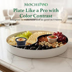 Chip and Dip Serving Tray – Yin Yang Divided Snack & Appetizer Platter with Built-In Dip Bowls, 14” Large Round Hosting Plate for Charcuterie, Fruit, Veggies & Party Snacks