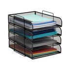 Mind Reader Stackable Paper Tray, Desktop Organizer, File Storage, Office, Metal Mesh, 10.5" L x 13.5" W x 11.25" H, 4 Pcs., Black - color: Classic Black