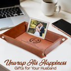 Personalized Engraved Leather Tray for Men with Engraved Name, PU Leather Valet Organizer for Dad, Custom Gift for Him, Custom Catchall Tray for Desk, Office, Accessories Travel Organizer for Men - style: Men Gift