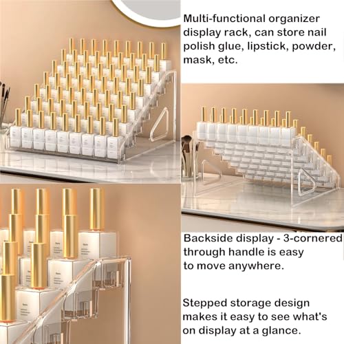 5 Tier Acrylic Display Stand Organiser with Fences, No Assembly Perfume Stand Organiser, Clear Display Shelf for Home, Office, Retail for Funko Figures Toys Cupcake Food, Cologne, Cosmetics, Storage