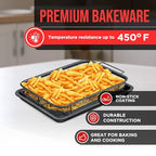 Bakken-Swiss Crisper Tray, Non-Stick Gray Marble | Healthier Cooking | For Regular Ovens | 2-Piece Set, Pack of 4 - color: Gray Marble, size: 9.5" x 13" (Pack of 4)