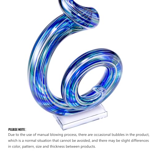 15" Tall Hand-Blown Murano-Style Glass Sculpture Statues Art Ornament Statue Figurines Home Decor Accent Piece Coastal Ocean Nautical Home Decor,Shelf,TV Stand,Tabletop Centerpieces,Wonderful Gift - color: Navy Blue