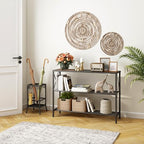 Hoctieon Industrial Console Table, 3 Tier Entryway Table, Hallway Table, Narrow Sofa Table with Shelves, Entrance Table for Entryway, Rustic Brown&Black - color: Rustic Brown & Black