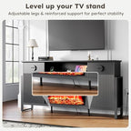 LGHM 70'' Fireplace TV Stand for TVs Up to 80 Inch, Fluted TV Stand with 30" Fireplace & Power Outlets, Farmhouse Entertainment Center with Storage Drawers for Living Room, Black - size: 38''H & Fireplace