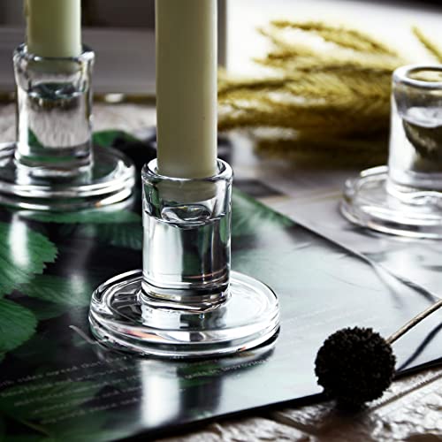 4pcs Taper Candle Holders, Glass Crystal Candlestick Holders Bulk, Clear Candle Holders for Dining Table Centerpiece - color: Transparent 4pcs