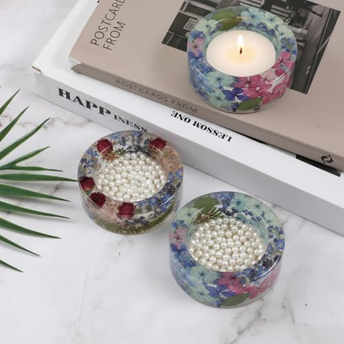 5 PCS Resin Tea Light Candle Mold Resin Mold Tealight Holder Candlestick Holder Silicone Candle Holders Molds for DIY Handmade, Weddings, Home Decorating, Parties