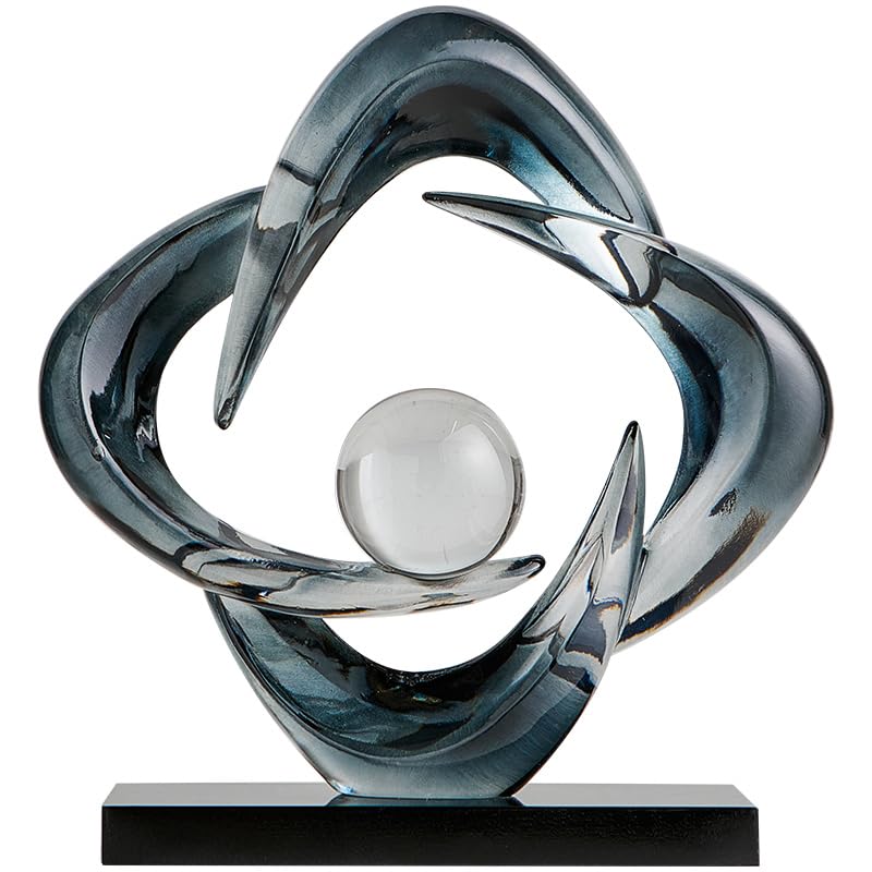 Abstract Art Sculpture, Resin Gold Decorative Statue, Modern White Ornaments for Living Room, Decorativas Modernas for Coffee Table/Entryway/Office Collectibles (Grey) - color: Gray