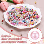 PATIKIL 1000 Pcs No Hole Pearls, 3mm 4mm 5mm 6mm 8mm Mini Round Faux Pearl for Art Crafts Jewelry Making Nail Vase Filler Birthday Wedding Party, Dark Pink - color: Dark Pink