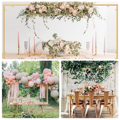 Over The Table Rod Stand with Clamps Adjustable 31"-110'' Length 31"-64" Height Gold Table Balloon Arch Stand with Storage Bag, Metal Decorating Rod Hanging - color: Gold