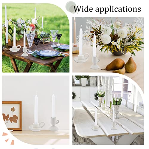 AHANDMAKER 2 Styles Ceramic Taper Candle Holder, Nordic Style Candlestick with Handle, White Porcelain Candlelight Stand, for Home Wedding Party