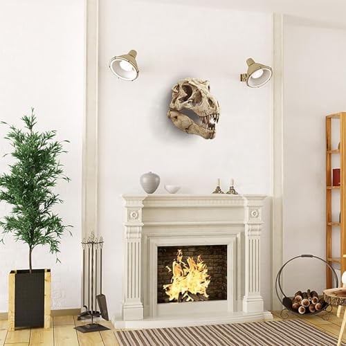 T-Rex Skull Wall Decor, Dinosaur Head Fossil Replica Wall Art, Realistic 3D Dinosaur Skull Wall Mount Sculpture for Living Room Bedroom Kids Room Home Bar Halloween Decor