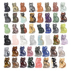 Justinstones Quartz Crystal Gemstone Carved Cat Sculpture Animal Kitten Cat Statue 1.2inch Mini Crystal Sit Cat Figurine Smooth Cute Small Cat Energy Crystal Decor Gift(Pack of 6) - color: 6pcs 30mm Sit Cat