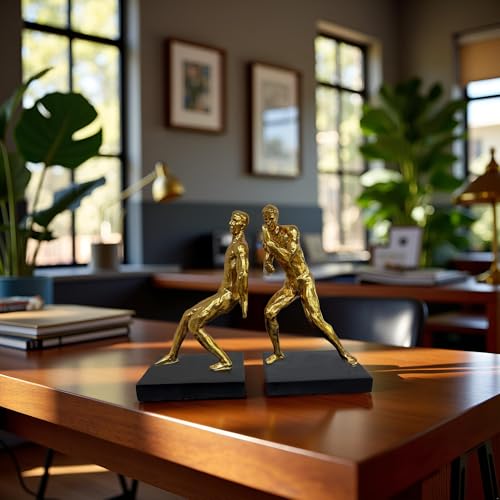 Golden Abstract Figure Sculpture Book Ends Decorative Bookends for Shelves, Modern Artistic Bookends for Bookshelf Decor, Home Office Book Stoppers - color: Abstract Figure-gold