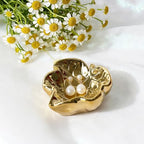 Jewelry Tray, Ceramic Leaves Jewelry Dish, Ring Holder Dish, Small Trinket Tray, Washable Key Bowl (1, Golden) - color: Golden