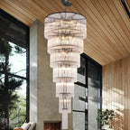 Black Glass Chandeliers for High Ceiling, 7-Tier Glass Rod Chandelier H71 Modern Foyer Entryway Ceiling Light Fixture for Staircase Living Room Entry Extra Long - size: 7-tier Black (27.5" x 71")