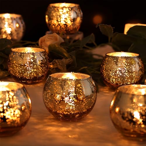 LAMORGIFT 12 Pcs Green Candle Holder for Wedding Decor- Sage Green Mercury Glass Votives for Bridal Shower, Tea Party Table Centerpieces, Vintage Rustic Wedding - color: Green