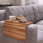 Sofa Arm Tray,Acacia Wood Folding Couch Arm Tray,Sofa Armrest Trays with Anti-Slip Pad for Drinks,Snacks,Phone,Remote Control - style: 1 PC