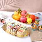 6 Packs Gold Plastic Serving Tray Set, Decorative Plastic Reusable Party Trays Platters for Food, Appetizer Platter, for Dessert Table, Cupcake, Charcuterie(14"x8.5")