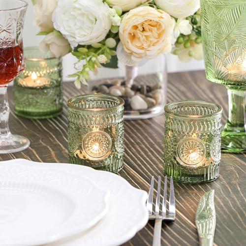 30pcs Assorted Green Votive Candle Holders Bulk, Fall Baby Wedding Shower Decorations,Tealight Candle Holder for Table Centerpieces Decorations, Boho Tea Party Decor, Bridal Shower Gifts for Guests - color: Green