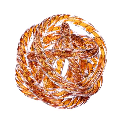 Glass Knot Teal Orbit Ball - 5 Inch Hand Blown Infinity Sculpture Decor Glass Orbit Home Decor Table Decoration Interio Art - color: Brown, size: 5" Diameter