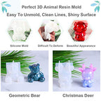 EuTengHao 20Pcs 3D Animal Resin Molds Tools Set Includes 8 Resin Casting Molds Large Clear Epoxy Silicone Molds 2 Measurement Cup 10 Wood Sticks for Resin Craft DIY