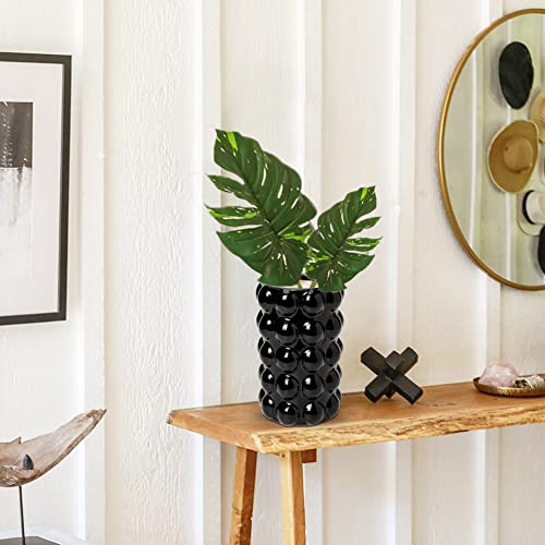 6.5" Ceramic Black Vase for Decor, Bubble Flower Vase, Boho Tall Vase for Home Decor Accents, Pottery Bud Vase Modern Decorative Dried Flower Vase - color: 6.5 Inch Black