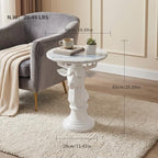 Deer Side Table for Living Room - 20" Faux Marble Top Accent End Table with Hand-Carved Resin Deer Statue Base - Modern Round Bedside Table for Bedroom, Patio, Entryway,Gift - Tool-Free Setup - color: White Deer