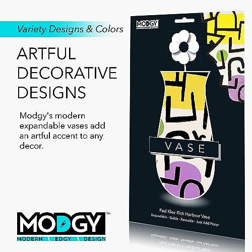 MODGY Collapsible and Expandable Flower Vase Plastic Decorative Modern Centerpieces Dining Table Decor Living Room Bathroom Wedding Office, Paul Klee Rich Harbour - style: Paul Klee Rich Harbour