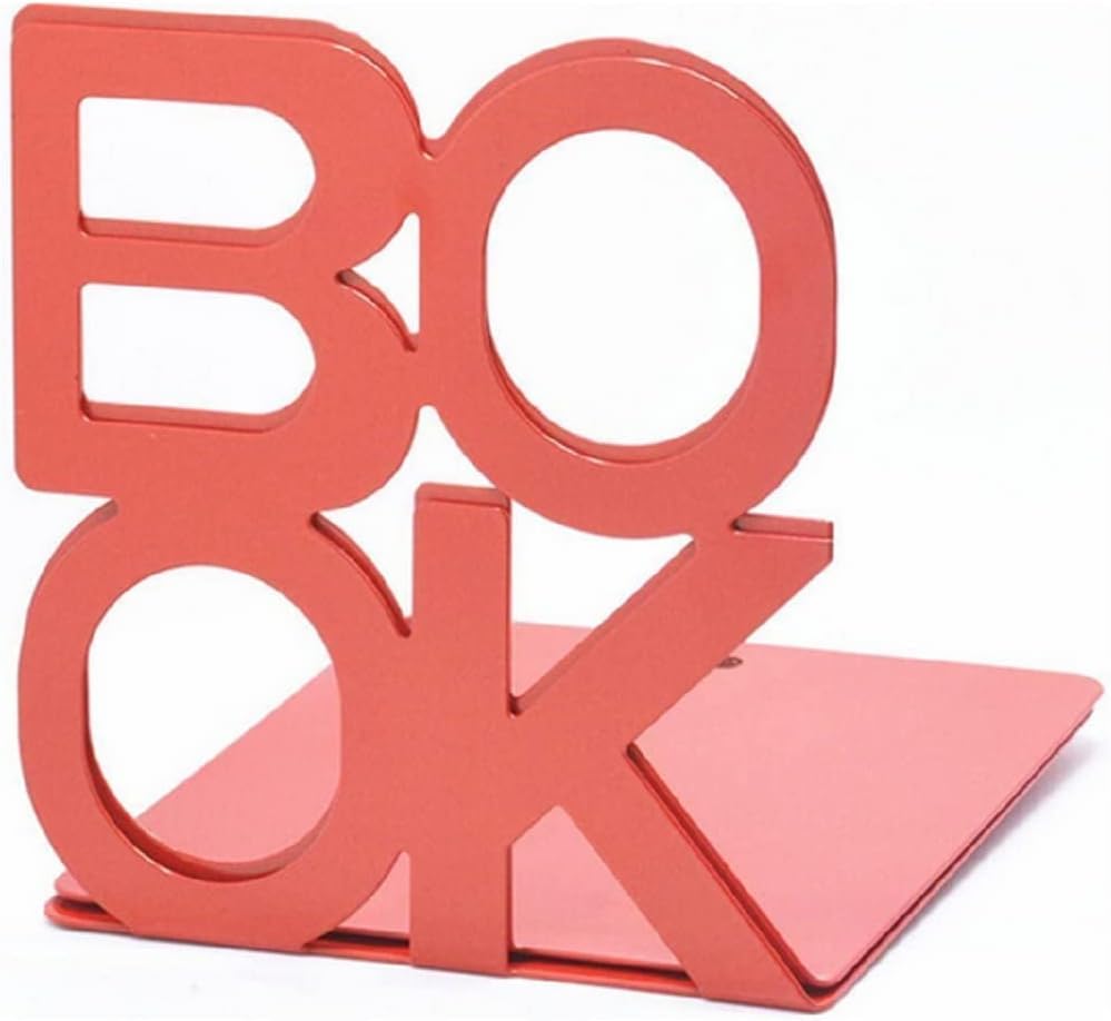 Tree Bookends Metal Nonskid Bookends Heavy Duty Bookshelves Organizer Office Bookend for Shelves, Book Ends for Heavy Books (1 Pair, Red) - color: 1 Pair, Red