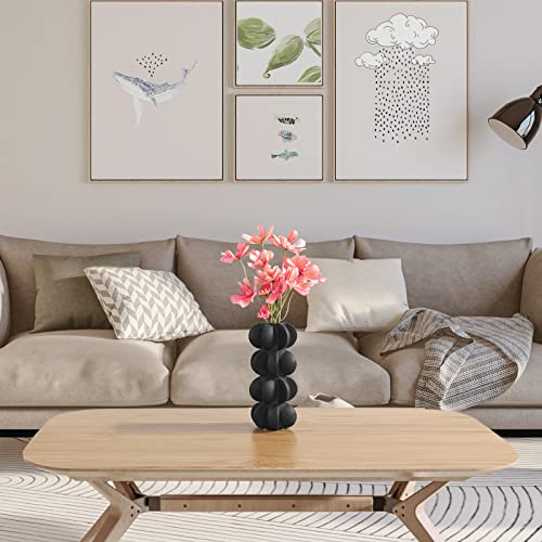 9-Inch Ceramic Flower Vase for Modern Farmhouse Decoration, Flower Vase for Home Decor Living Room, Home, Office, Centerpiece,Table and Wedding (Small, Black)