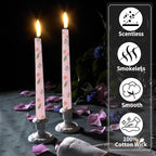 Taper Candles,10 inch 2pc Pink Tapered Candles with Tulip Printed, Unscented and Smokeless Long Burning Candles,Tall Candlesticks with Cotton Wicks,Ideal for Weddings, Home Décor - style: Tulip