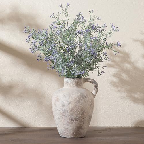 Ceramic Decorative Flower Vase with Handle,8.85 Inch Terracotta Rustic Farmhouse Vase for Home Decor,Living Room, Shelf Decor,Wedding,Housewarming Gift - color: Farmhouse-8.85in-3